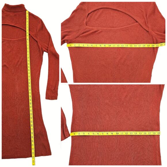 Ribbed Sweater Dress Asos Plus Size 22 Orange Knit Turtleneck Long Sleeve Cutout - Picture 7 of 9